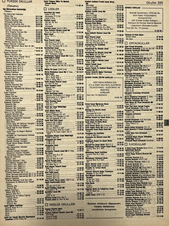 İzmir 1982-1983 Meslek Reklam İlanı Efemera S395 ürün görseli 1