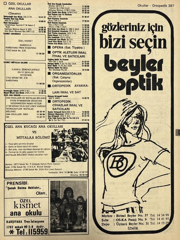 İzmir 1982-1983 Meslek Reklam İlanı Efemera S397 ürün görseli 1