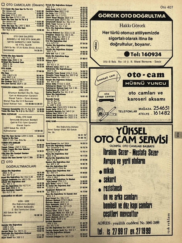 İzmir 1982-1983 Meslek Reklam İlanı Efemera S407