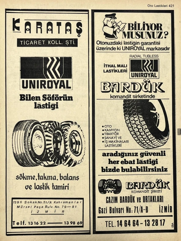 İzmir 1982-1983 Meslek Reklam İlanı Efemera S421 ürün görseli 1