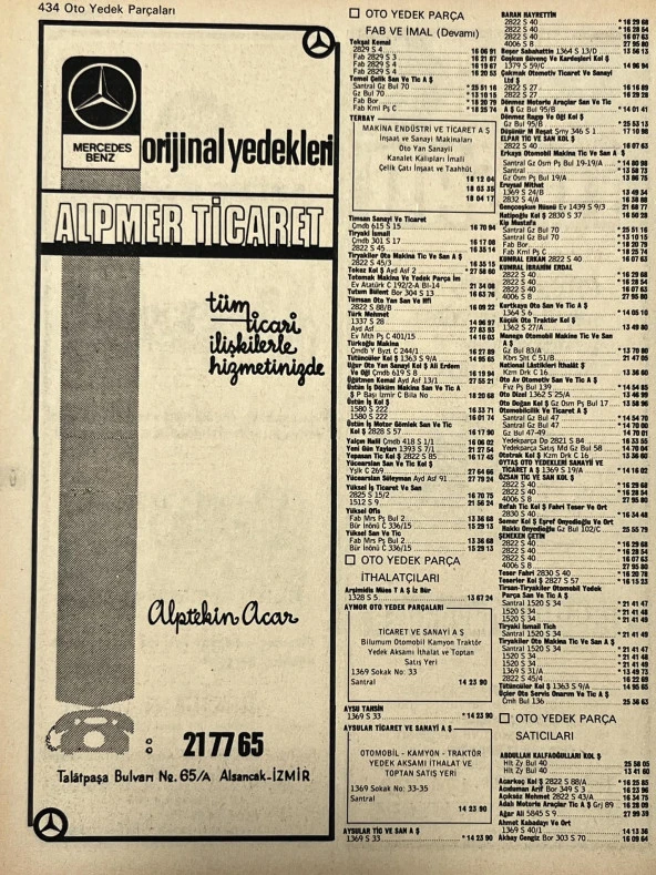 İzmir 1982-1983 Meslek Reklam İlanı Efemera S433 - Resim 2