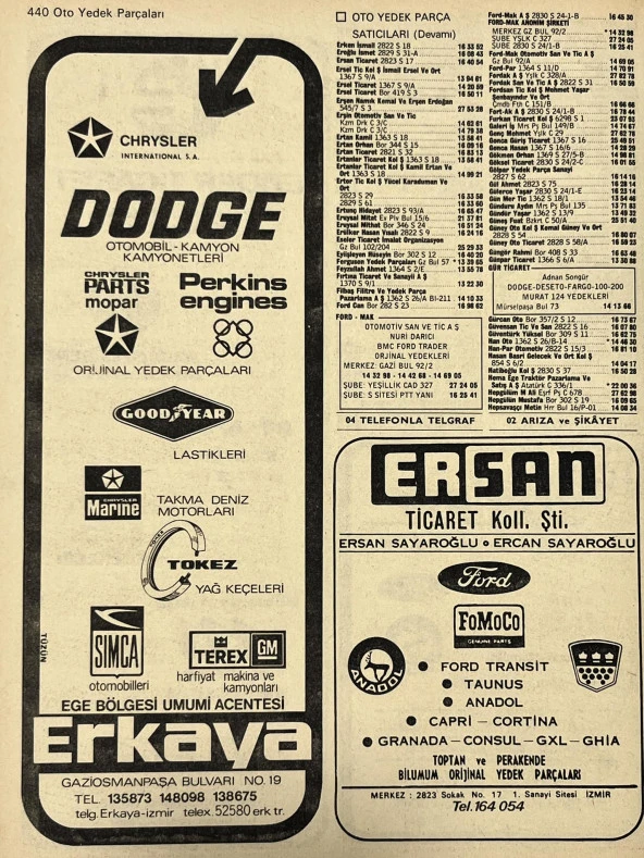 İzmir 1982-1983 Meslek Reklam İlanı Efemera S439 - Resim 2