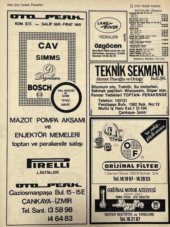 İzmir 1982-1983 Meslek Reklam İlanı Efemera S443 - Resim 2