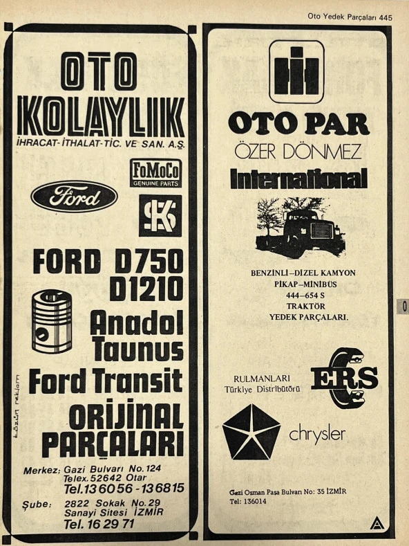 İzmir 1982-1983 Meslek Reklam İlanı Efemera S445 ürün görseli