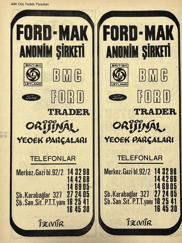 İzmir 1982-1983 Meslek Reklam İlanı Efemera S445 - Resim 2