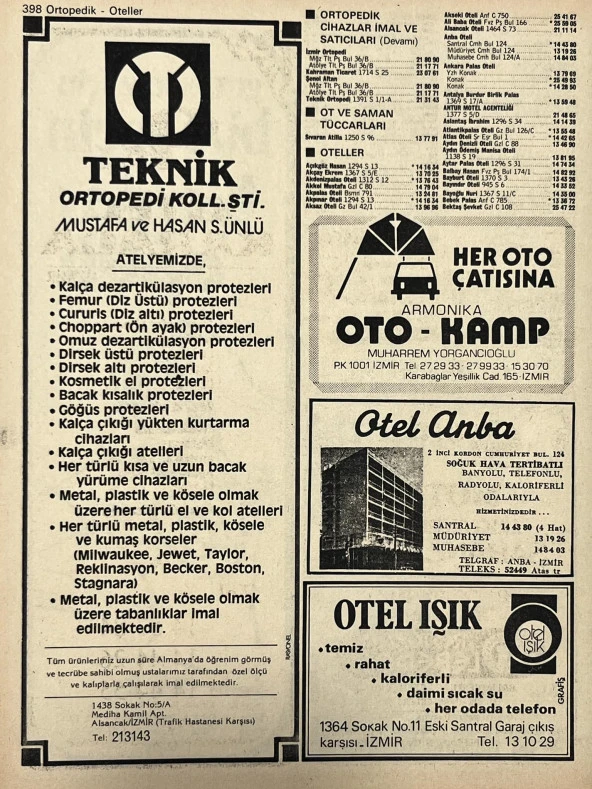 İzmir 1982-1983 Meslek Reklam İlanı Efemera S397 - Resim 2