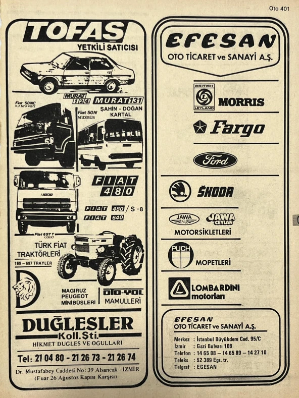 İzmir 1982-1983 Meslek Reklam İlanı Efemera S401 ürün görseli 1