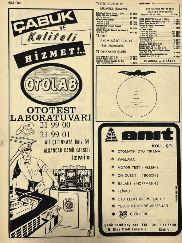 İzmir 1982-1983 Meslek Reklam İlanı Efemera S403 - Resim 2