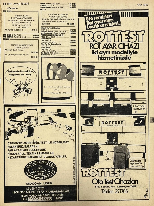 İzmir 1982-1983 Meslek Reklam İlanı Efemera S405 ürün görseli 1