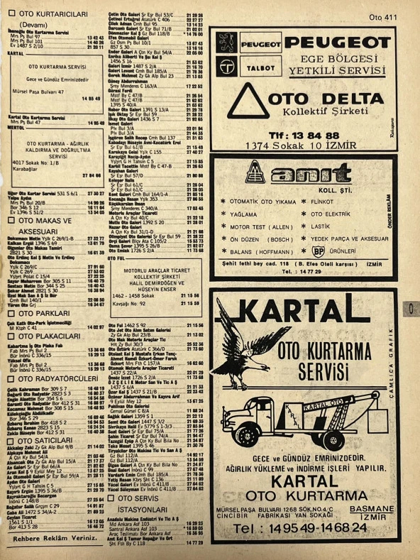 İzmir 1982-1983 Meslek Reklam İlanı Efemera S411 ürün görseli