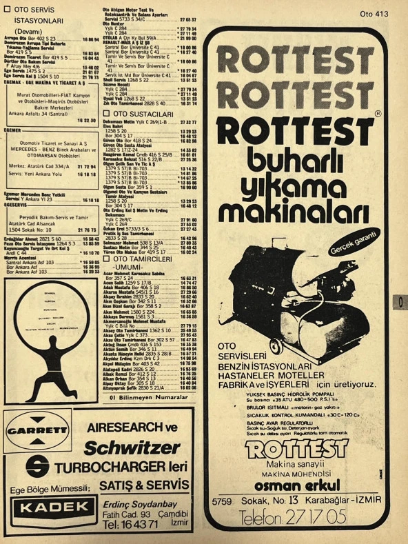 İzmir 1982-1983 Meslek Reklam İlanı Efemera S413 ürün görseli 1