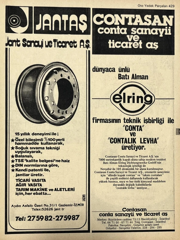 İzmir 1982-1983 Meslek Reklam İlanı Efemera S429 ürün görseli