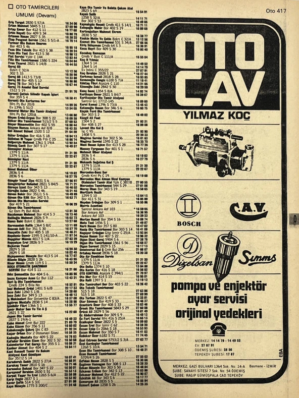 İzmir 1982-1983 Meslek Reklam İlanı Efemera S417 ürün görseli 1