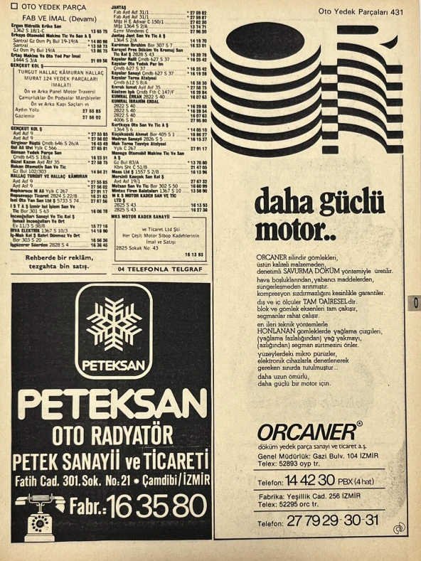 İzmir 1982-1983 Meslek Reklam İlanı Efemera S431 ürün görseli 1