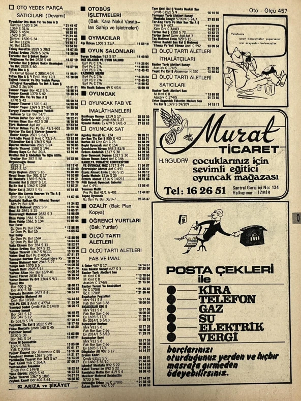 İzmir 1982-1983 Meslek Reklam İlanı Efemera S457 ürün görseli 1