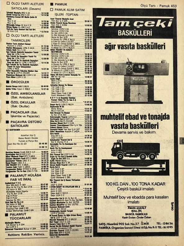 İzmir 1982-1983 Meslek Reklam İlanı Efemera S459 ürün görseli