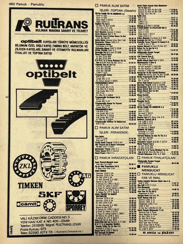 İzmir 1982-1983 Meslek Reklam İlanı Efemera S459 - Resim 2