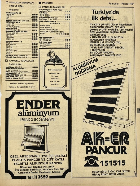 İzmir 1982-1983 Meslek Reklam İlanı Efemera S461 ürün görseli 1