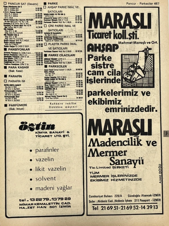 İzmir 1982-1983 Meslek Reklam İlanı Efemera S467 ürün görseli 1