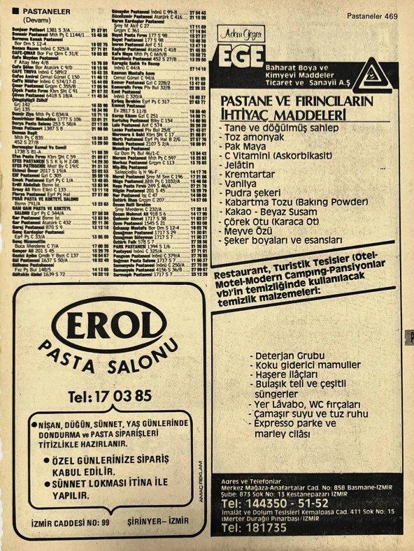 İzmir 1982-1983 Meslek Reklam İlanı Efemera S469 ürün görseli