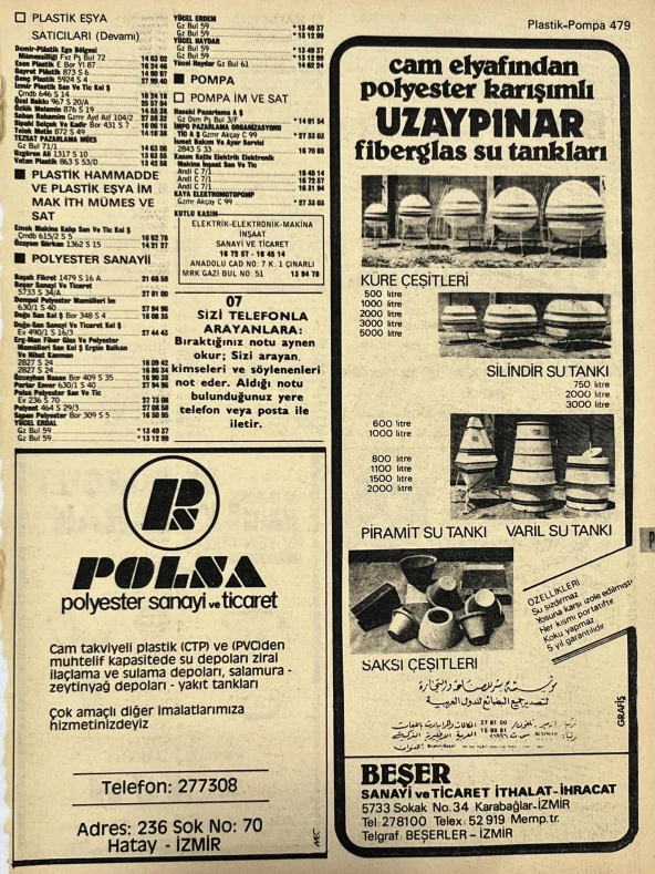 İzmir 1982-1983 Meslek Reklam İlanı Efemera S479 ürün görseli