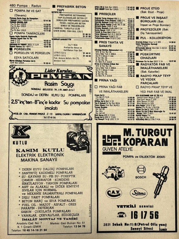 İzmir 1982-1983 Meslek Reklam İlanı Efemera S479 - Resim 2