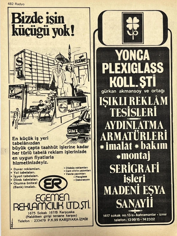 İzmir 1982-1983 Meslek Reklam İlanı Efemera S481 - Resim 2