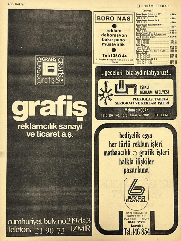 İzmir 1982-1983 Meslek Reklam İlanı Efemera S485 - Resim 2