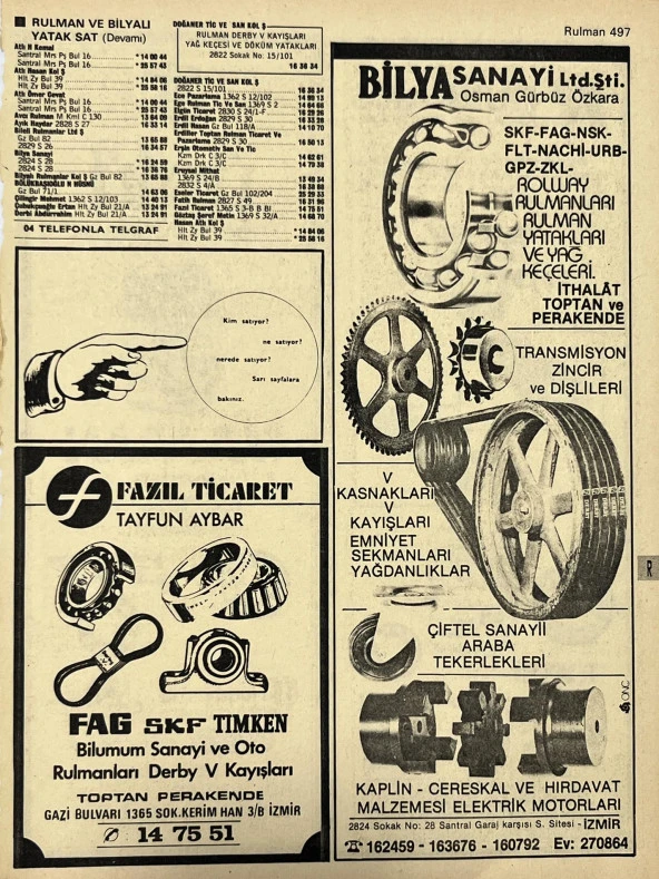 İzmir 1982-1983 Meslek Reklam İlanı Efemera S497 ürün görseli 1