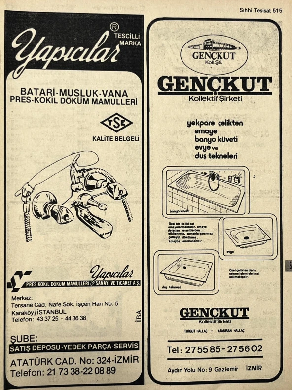 İzmir 1982-1983 Meslek Reklam İlanı Efemera S515 ürün görseli 1
