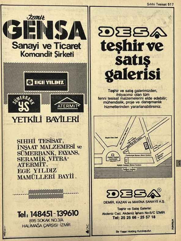 İzmir 1982-1983 Meslek Reklam İlanı Efemera S517 ürün görseli 1