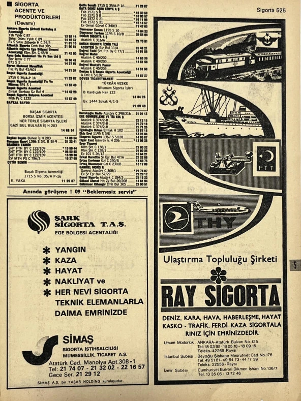 İzmir 1982-1983 Meslek Reklam İlanı Efemera S525 ürün görseli 1