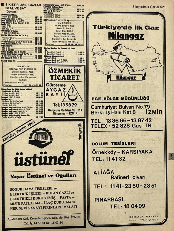 İzmir 1982-1983 Meslek Reklam İlanı Efemera S521 ürün görseli 1