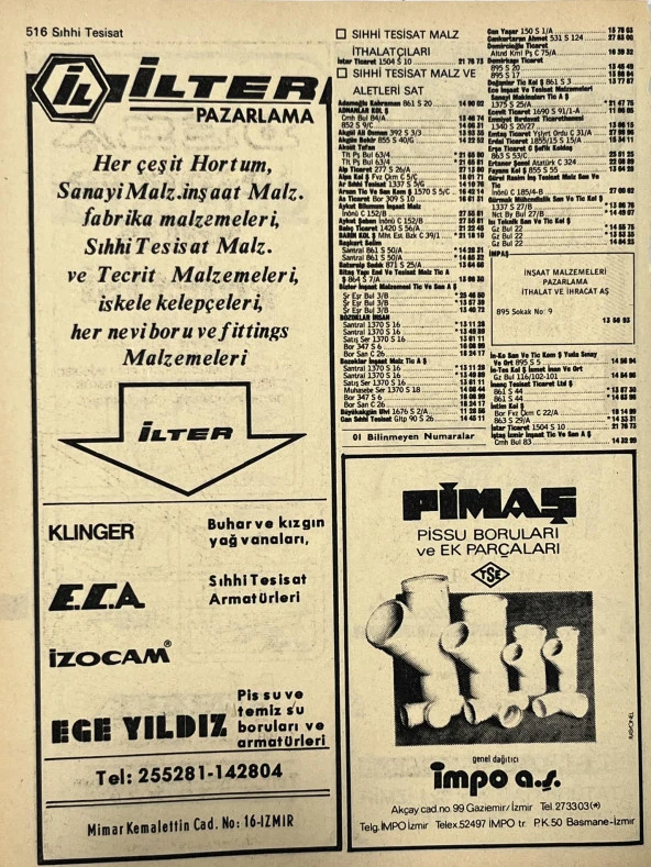 İzmir 1982-1983 Meslek Reklam İlanı Efemera S515 - Resim 2