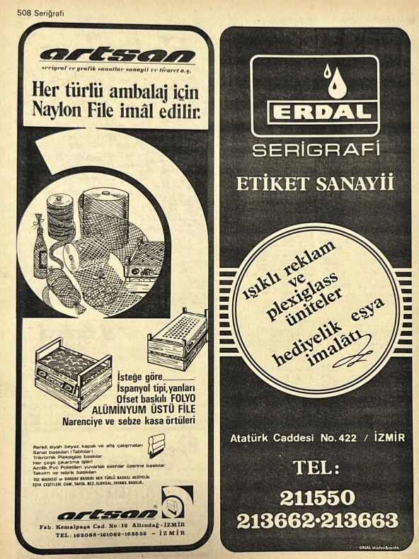 İzmir 1982-1983 Meslek Reklam İlanı Efemera S507 - Resim 2