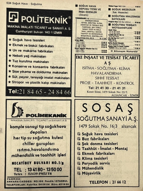 İzmir 1982-1983 Meslek Reklam İlanı Efemera S533 - Resim 2