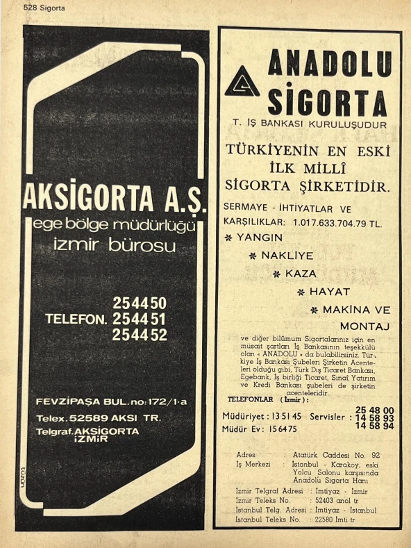 İzmir 1982-1983 Meslek Reklam İlanı Efemera S527 - Resim 2