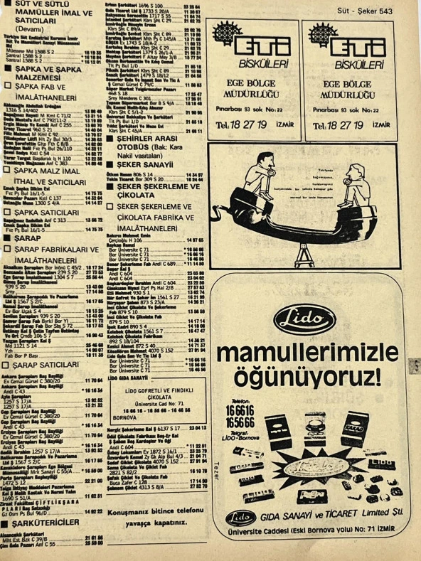 İzmir 1982-1983 Meslek Reklam İlanı Efemera S543