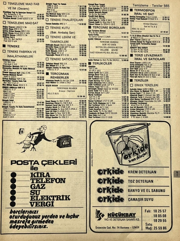 İzmir 1982-1983 Meslek Reklam İlanı Efemera S565 ürün görseli 1