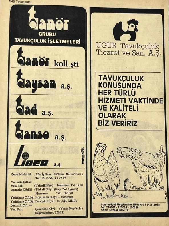 İzmir 1982-1983 Meslek Reklam İlanı Efemera S547 - Resim 2