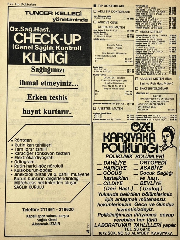 İzmir 1982-1983 Meslek Reklam İlanı Efemera S571 - Resim 2