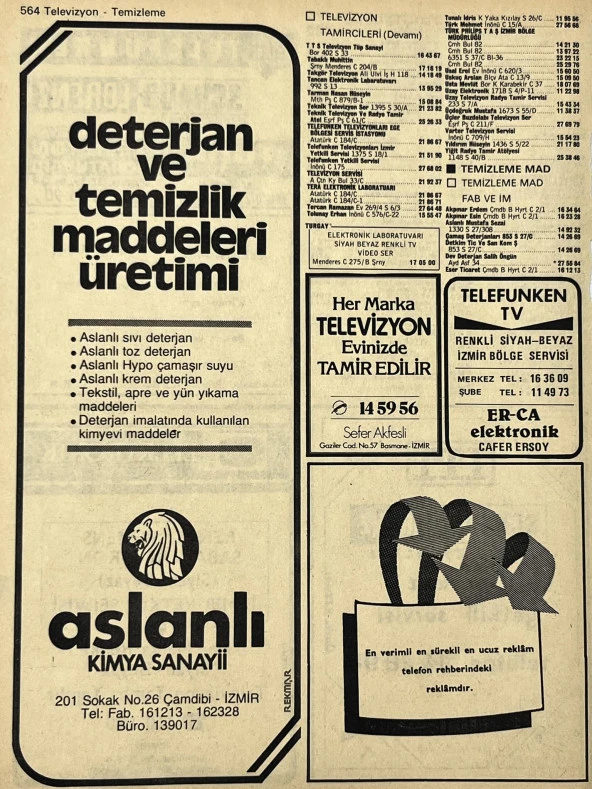 İzmir 1982-1983 Meslek Reklam İlanı Efemera S563 - Resim 2