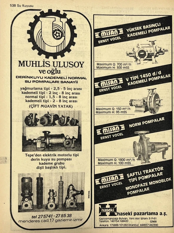 İzmir 1982-1983 Meslek Reklam İlanı Efemera S537 - Resim 2