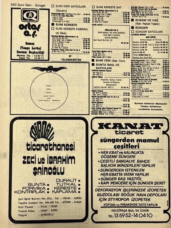 İzmir 1982-1983 Meslek Reklam İlanı Efemera S539 - Resim 2