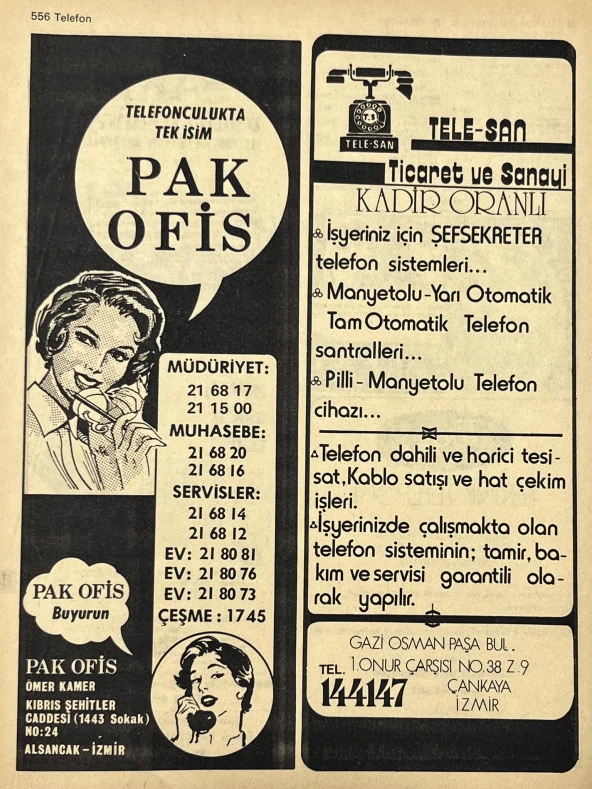 İzmir 1982-1983 Meslek Reklam İlanı Efemera S555 - Resim 2