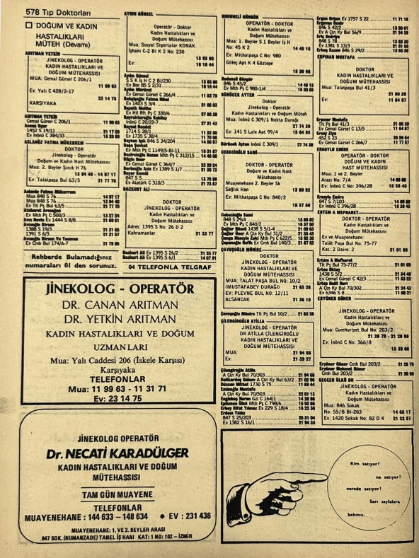 İzmir 1982-1983 Meslek Reklam İlanı Efemera S577 - Resim 2