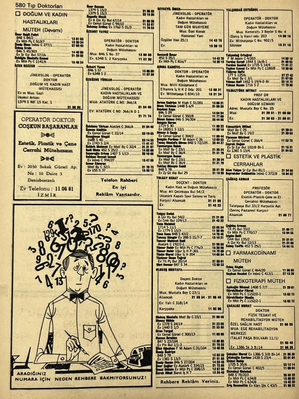 İzmir 1982-1983 Meslek Reklam İlanı Efemera S579 - Resim 2