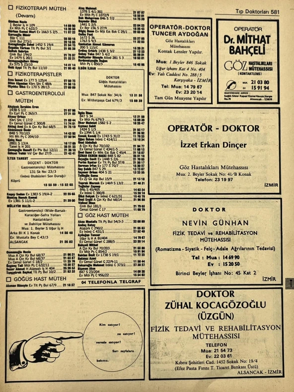 İzmir 1982-1983 Meslek Reklam İlanı Efemera S581 ürün görseli