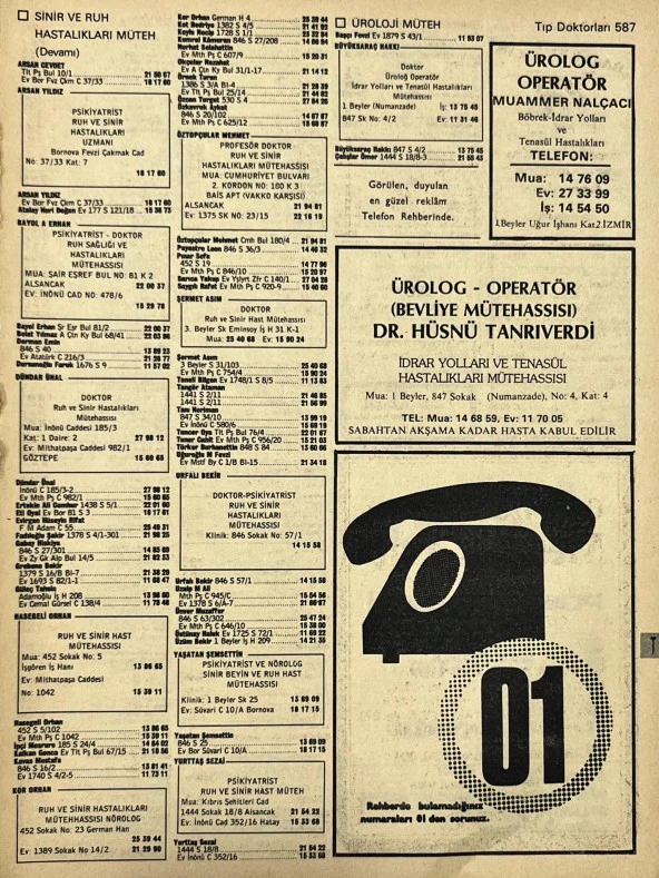 İzmir 1982-1983 Meslek Reklam İlanı Efemera S587 ürün görseli 1