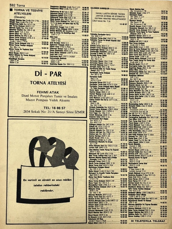 İzmir 1982-1983 Meslek Reklam İlanı Efemera S591 - Resim 2